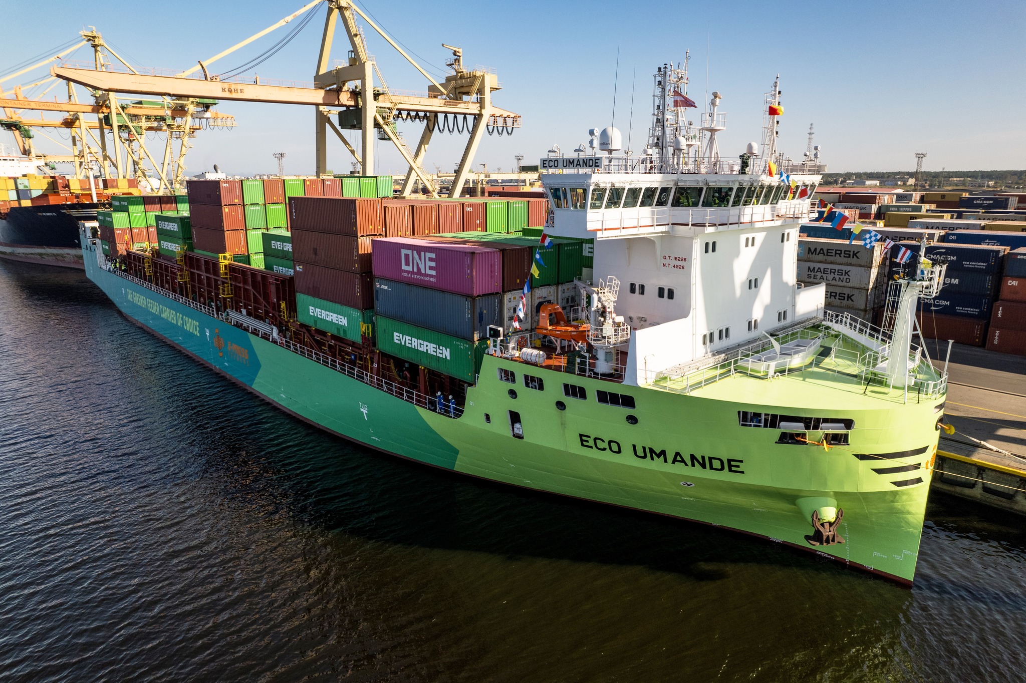 Eco friendly container vessel calling at Baltic Container Terminal